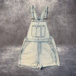 Gap Denim Womens XS Light Wash Raw Hem Shortall Overalls 100% Cotton 1166